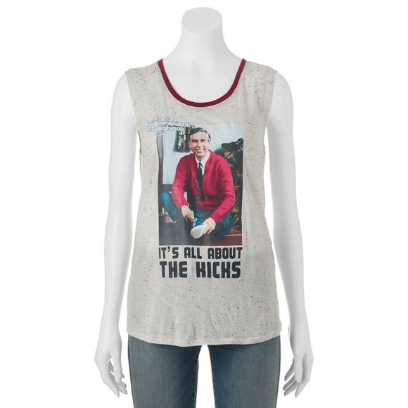 New! Mr. Rogers Tank Top T-Shirt It's All About the Kicks - Picture 1 of 2